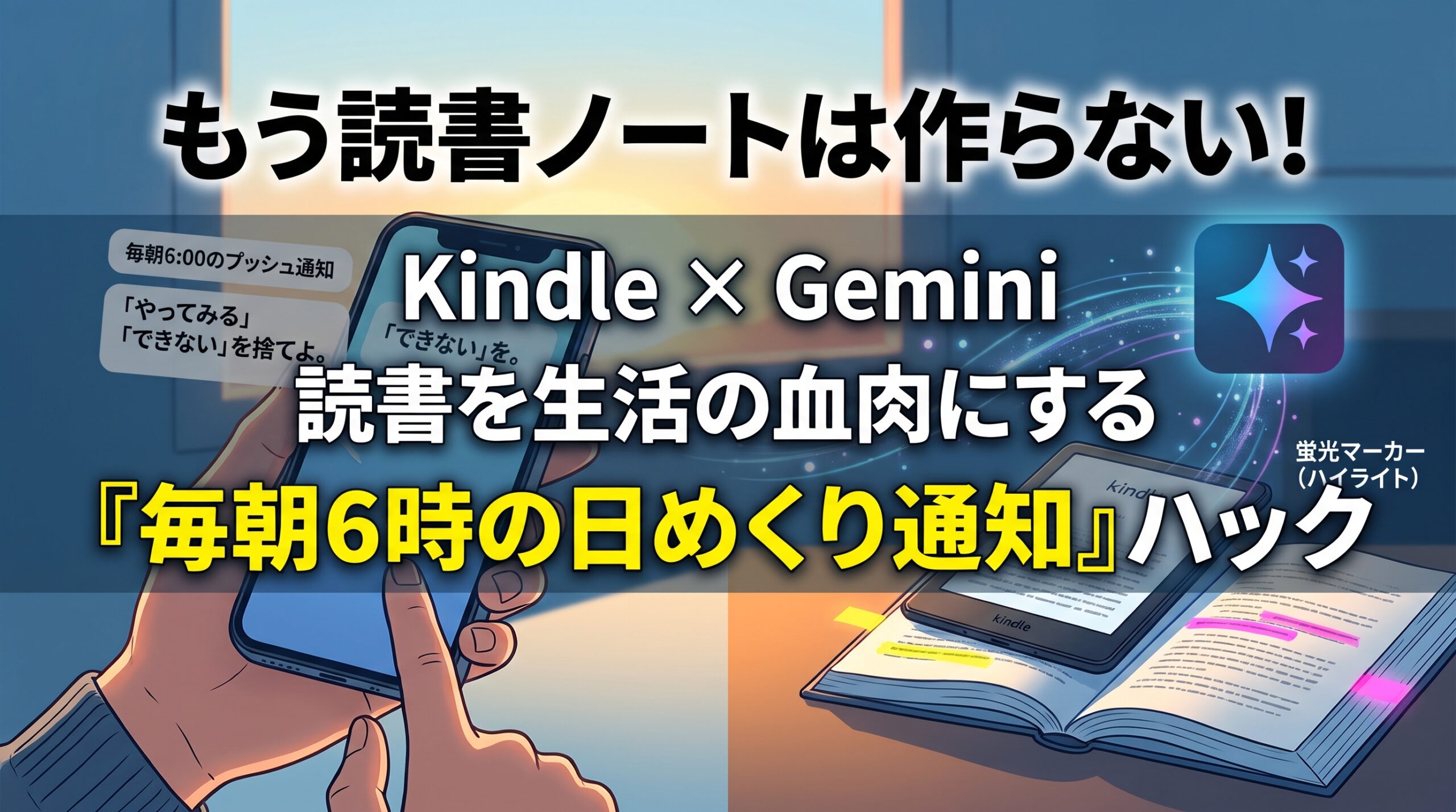 【Kindle×Gemini】読んでもすぐ忘れる読書を卒業！ハイライトを「毎朝の日めくり名言」に変える超ズボラ定着術