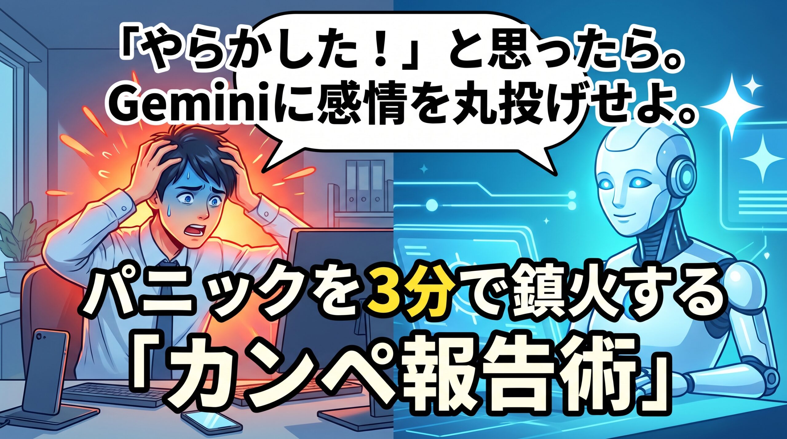 【実録】大パニックのミス報告、そのままGeminiに投げたら「完璧な上司報告用カンペ」が3秒で返ってきた話